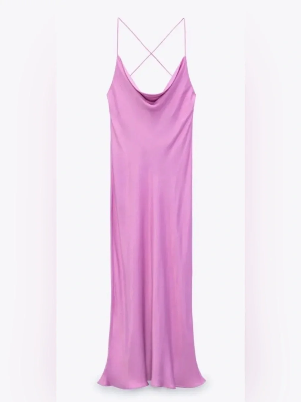Zara Bloggers Fav Satin Lingerie Slip Style Dress Pink NWT Sz Large